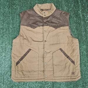 Legendary Whitetails Vest Mens XL Beige Canvas Quilted Snap Front Hunting